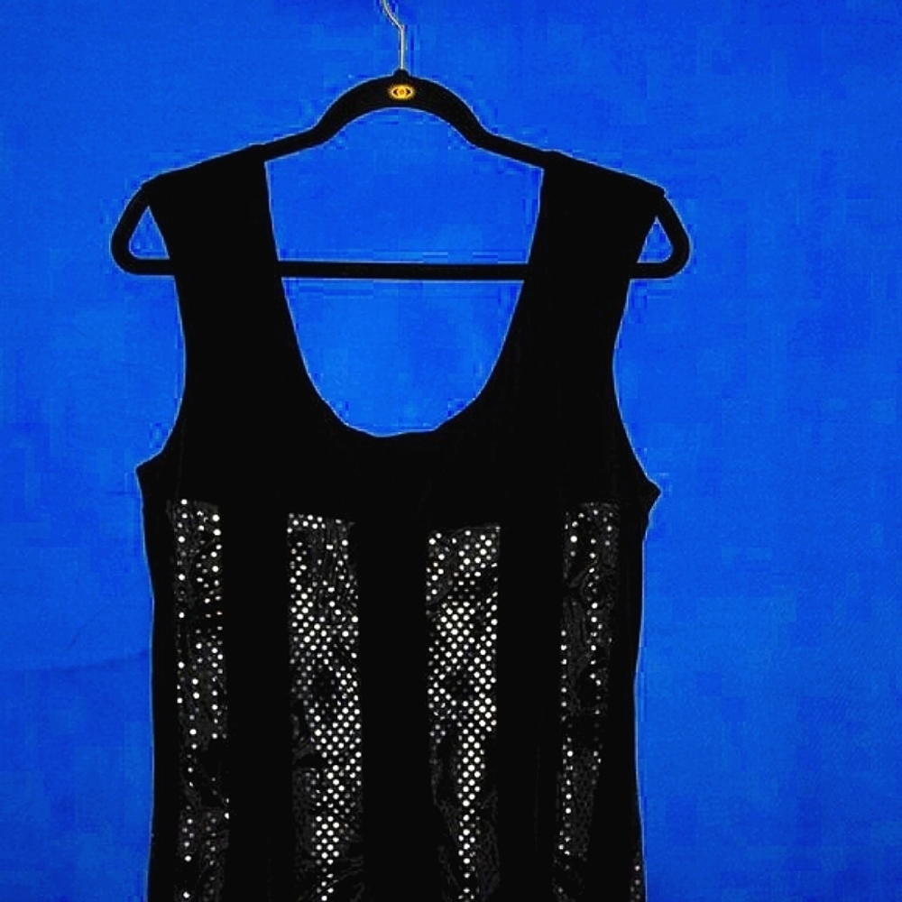 Connected Apparel Sleeveless Black Dress - Women's Size 14 - Embellished Details